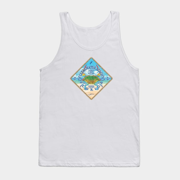 Clearwater Beach, Florida, with Blue Crab on Beach Tank Top by jcombs